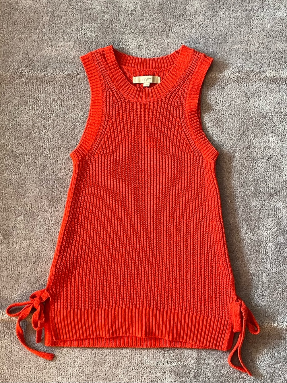 LOFT Women’s Sleeveless Ribbed Tank Top in Bright Red with Side Ties
